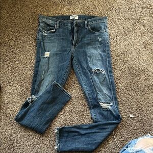 Agolde Medium Blue Ripped Skinny Jeans